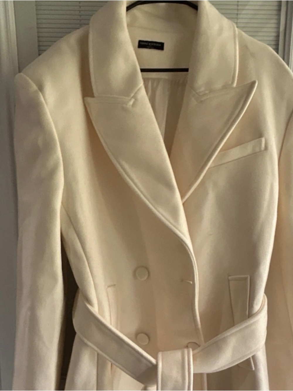 naked wardrobe Cream Double-Breasted Belted Trench Coat